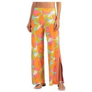 Trina Turk Playa De Flor Pull-On Wide-Leg 70s Floral Cover-Up Pants Resort-wear